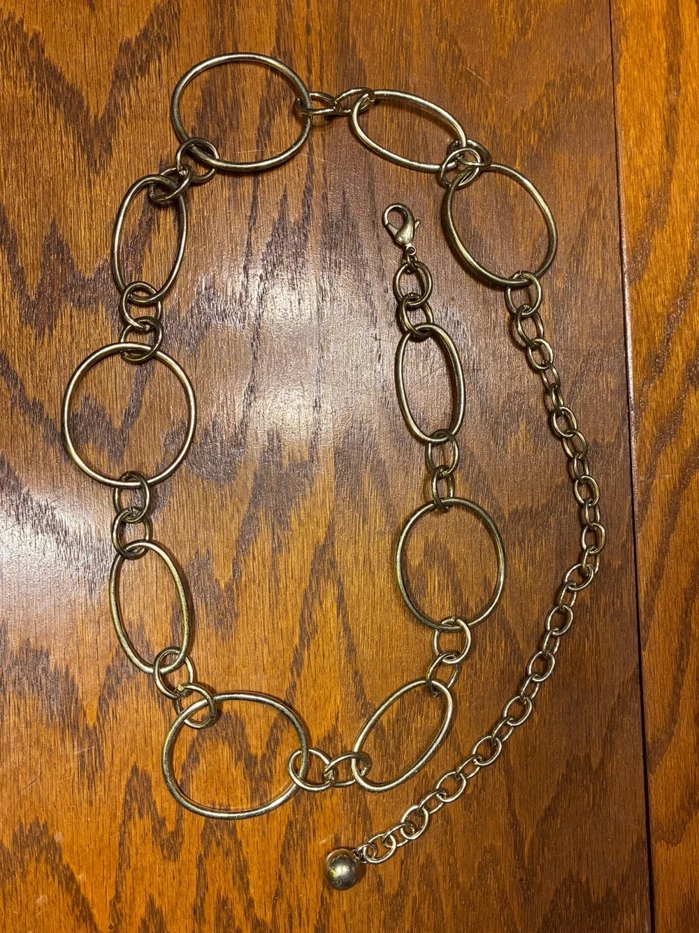Y2K Vintage Large Link Chain Belt Gold Tone Circle Oval Boho One Size